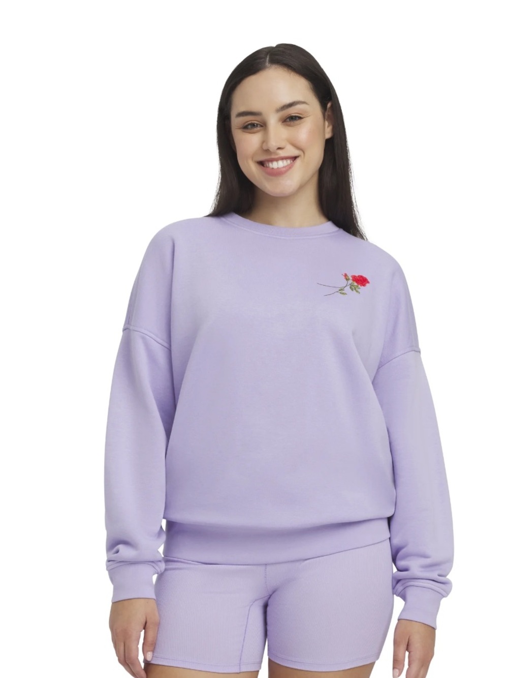Mills by Millie Bobby Brown Lilac Rose-Embroidered Crew Sweatshirt
